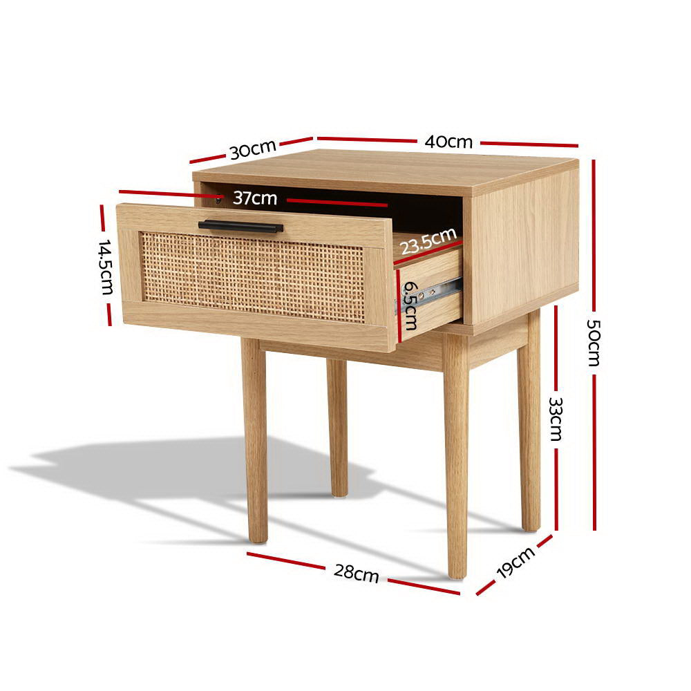 Bedside Tables Side Table Rattan Drawers Nightstand