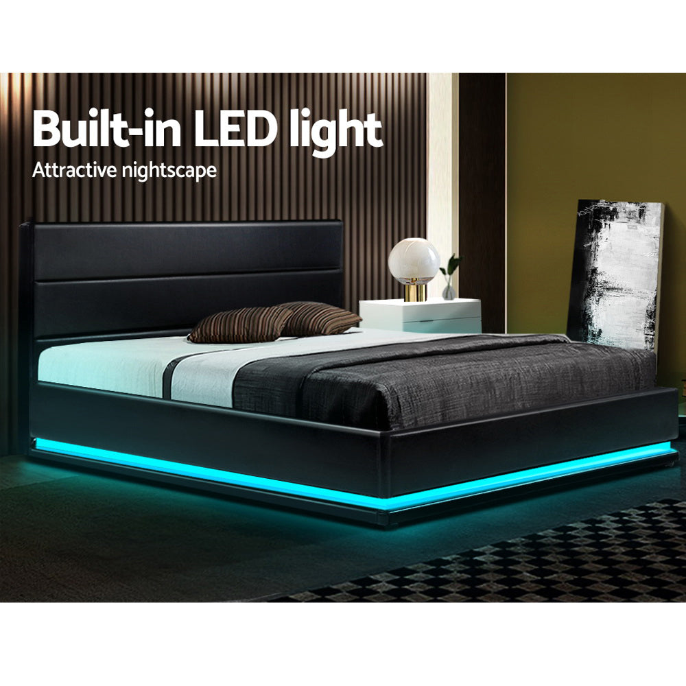 King Size LED Gas Lift Black LUMI