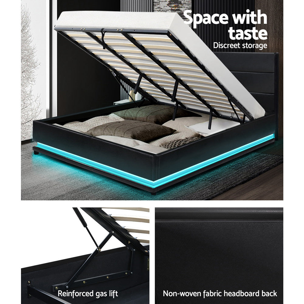 King Size LED Gas Lift Black LUMI
