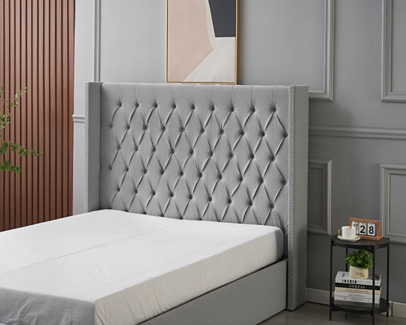 Kmna Velvet Bed Frame Gas-Lift Storage