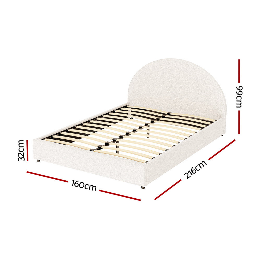 Bed Frame Gas Lift Strorage Beds Base Platform Boucle Fabric Queen ELLA