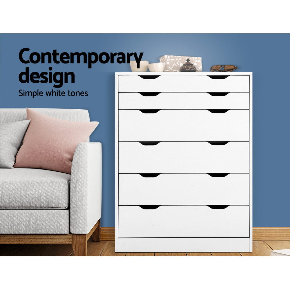 6 Chest of Drawers - MYLA White