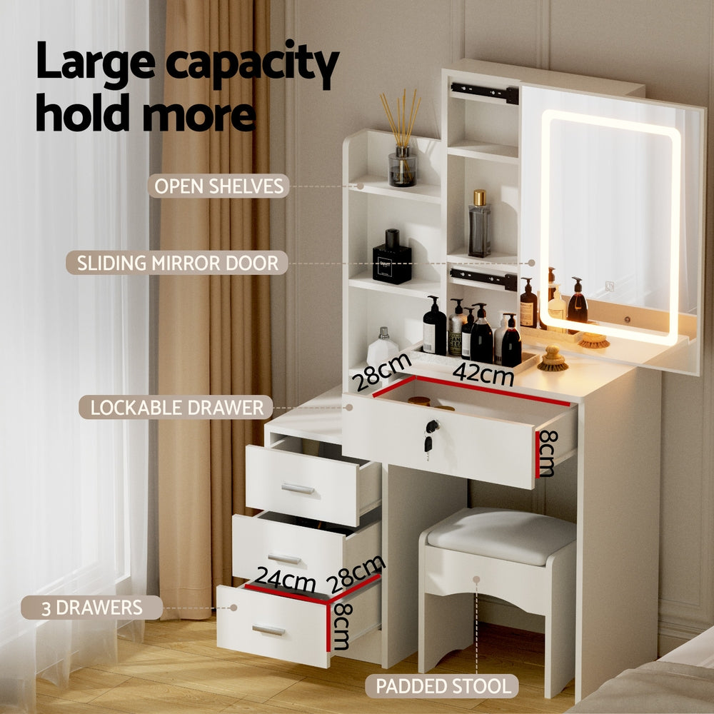 Dressing Table Vanity Desk Set Stool Led