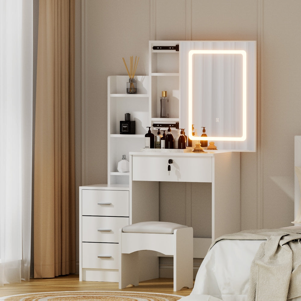 Dressing Table Vanity Desk Set Stool Led