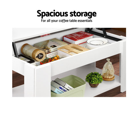 Artiss Coffee Table Lift-top Coffee Table White