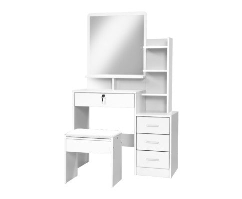 Dressing Table Stool Set 4 Drawers White