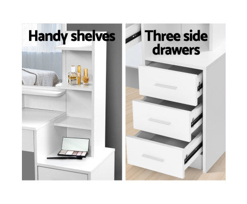 Dressing Table Stool Set 4 Drawers White