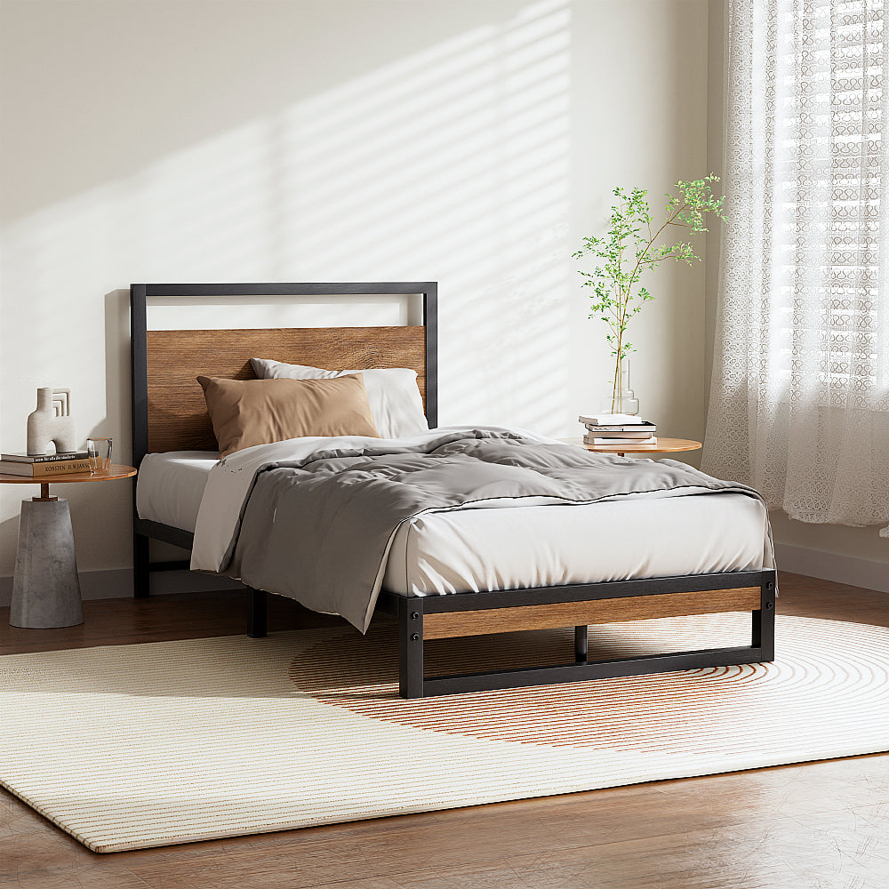 Single Metal Bed Frame And 21cm Mattress Tight Top