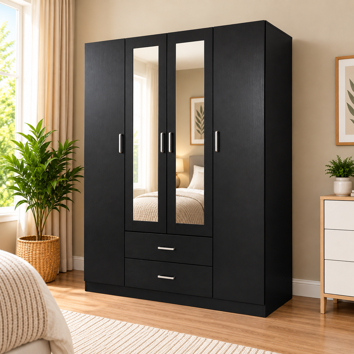 4 Door 2 Drawer with Mirror