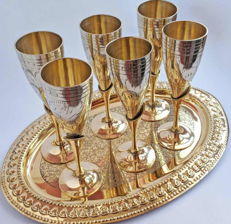 Brass Wine Glass Set