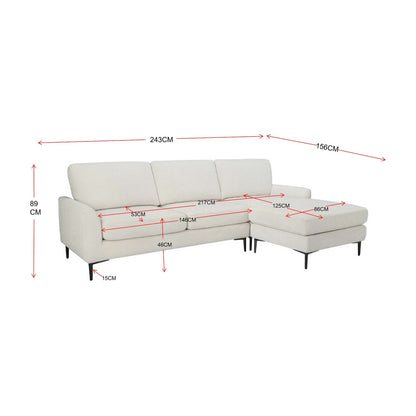 Modern L-Shaped Chenille Fabric  Sectional Sofa with Reversible Chaise