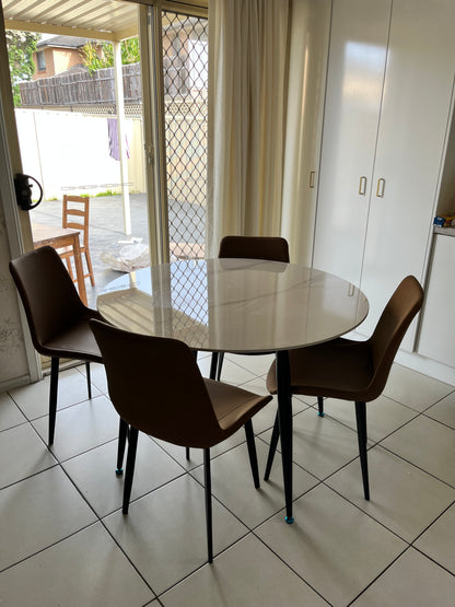 Sintered Stone Dining Table Set (110cm) with 4 Chairs