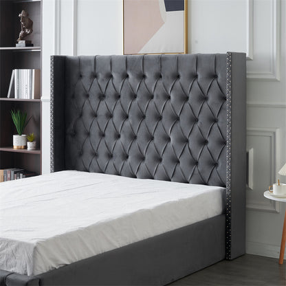 Kmna Velvet Bed Frame Gas-Lift Storage
