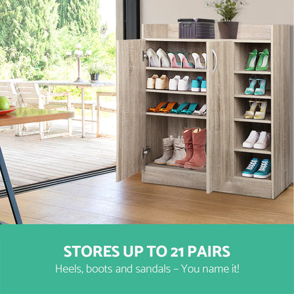 Shoe Rack Cabinet 21 Pairs Adjustable Shelves