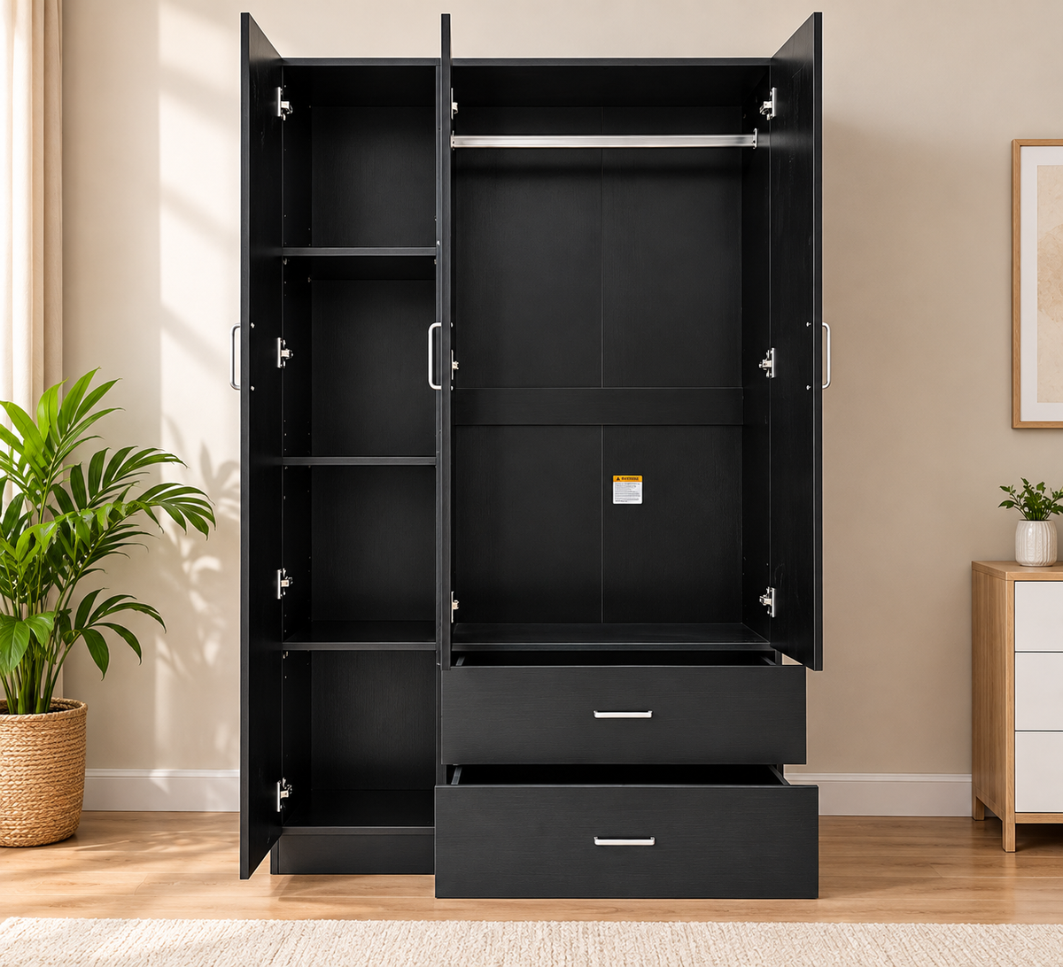 3 Door 2 Drawer Wardrobe with Mirror