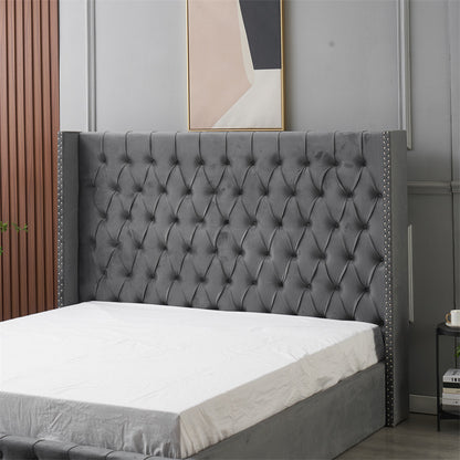 Kmna Velvet Bed Frame Gas-Lift Storage