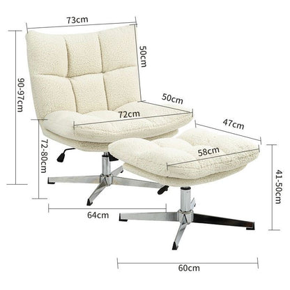 Luxurious Sherpa Fabric Lounge Chair with Ottoman