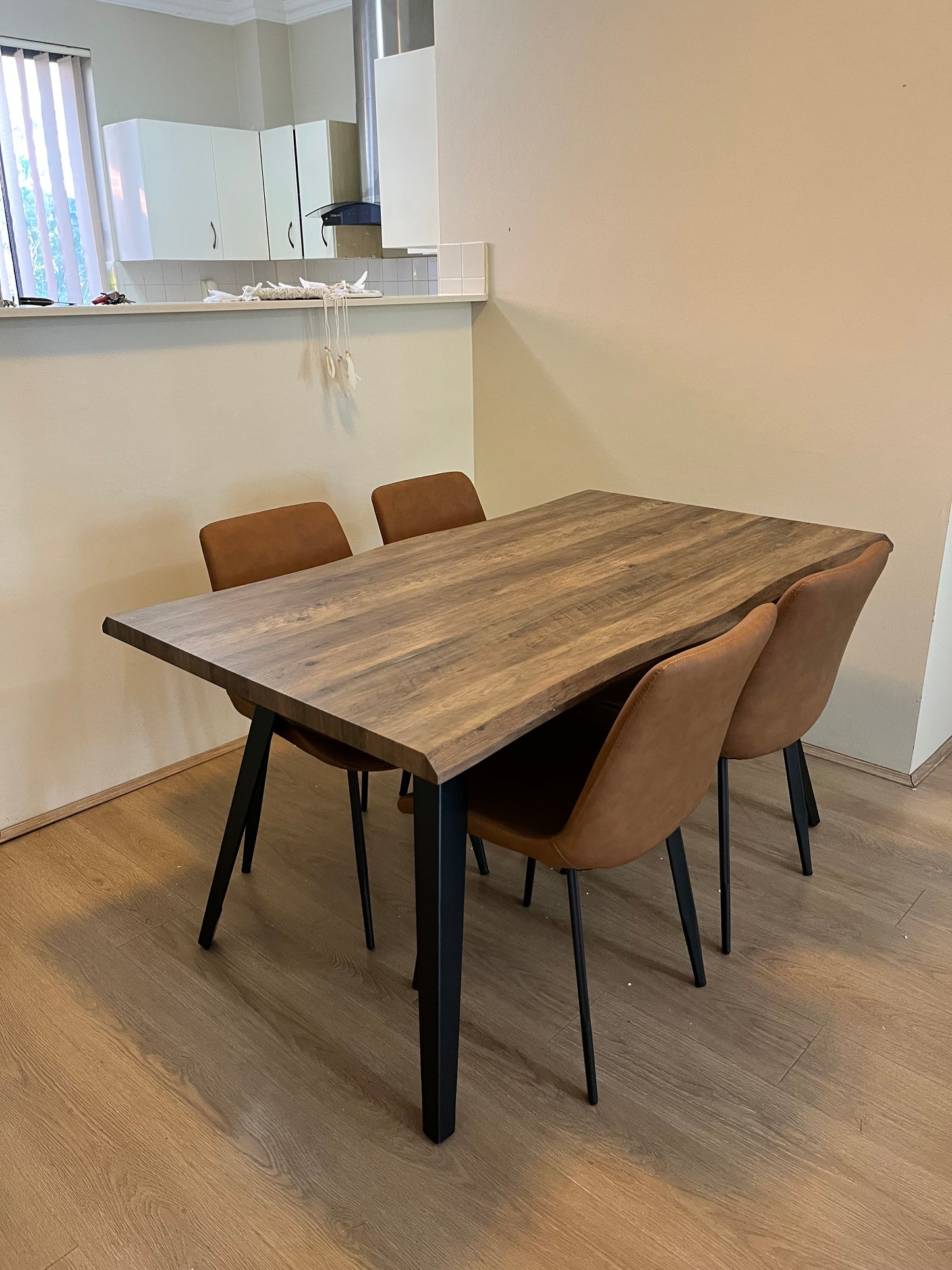Wooden Dining Table Set – 150cm (Includes 4 Chairs)