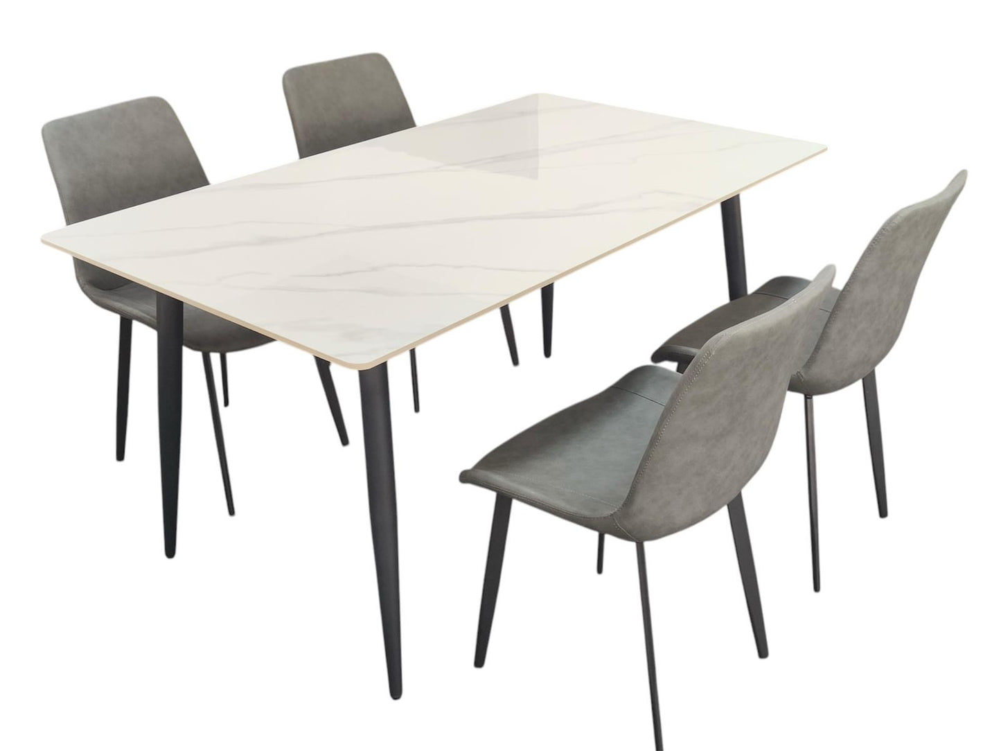 140cm Sintered Stone Dining Table Set – Includes 1 Table + 4 Chairs