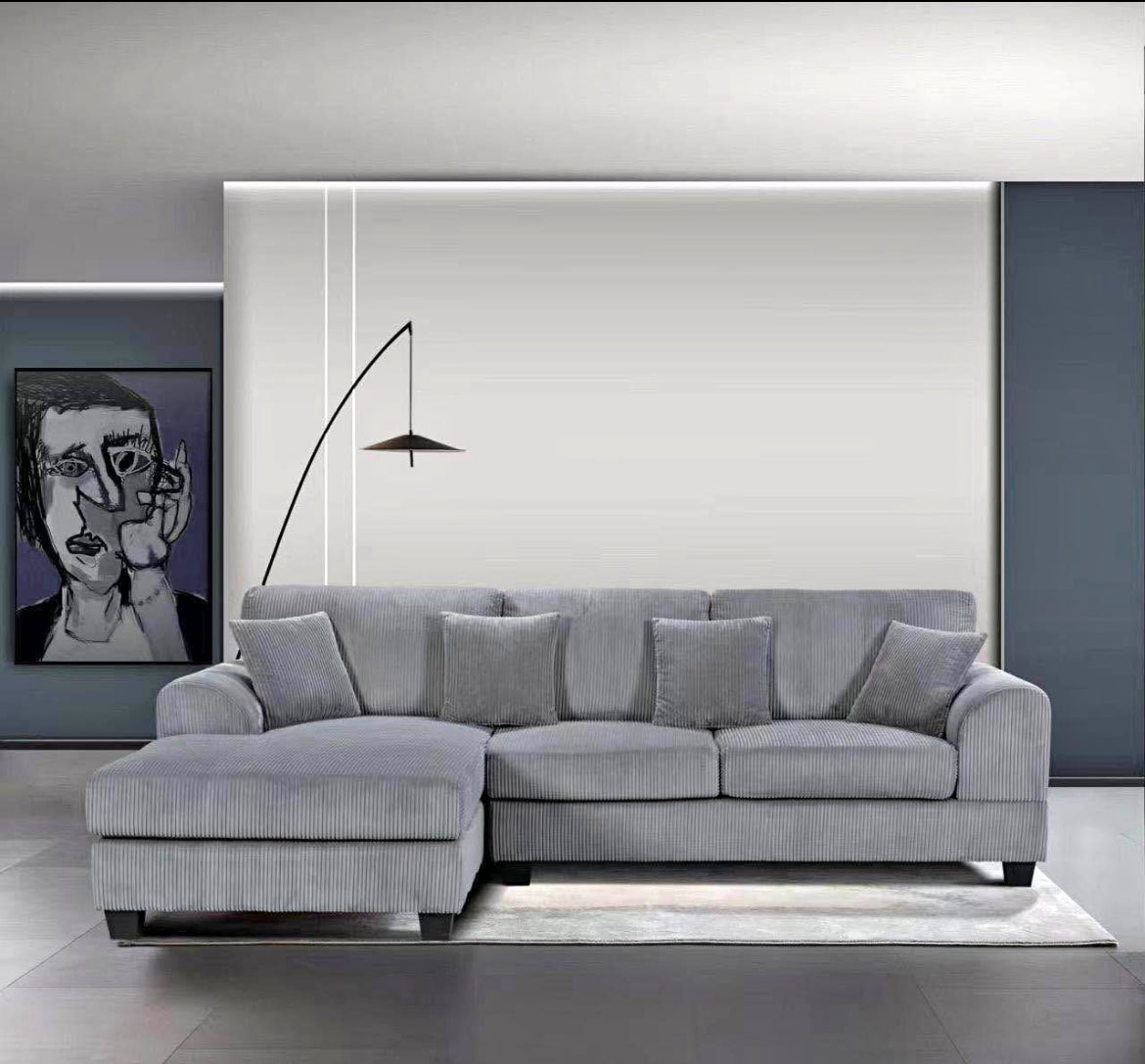 Corduroy Fabric Sectional Sofa – Extra Large 285cm