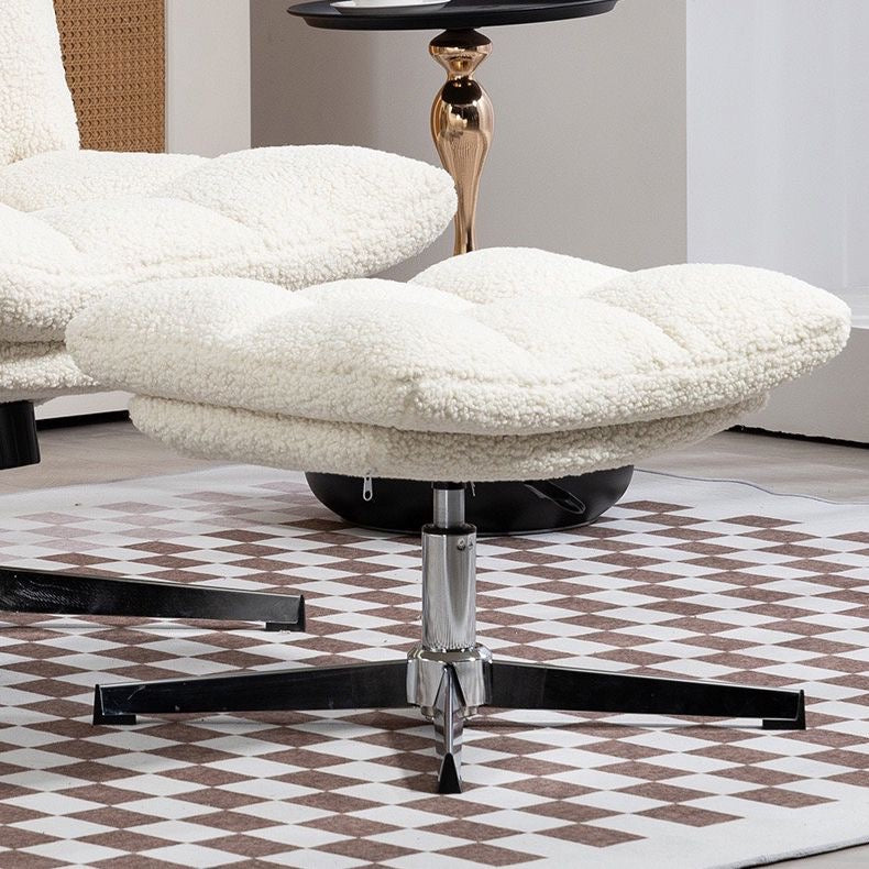 Luxurious Sherpa Fabric Lounge Chair with Ottoman
