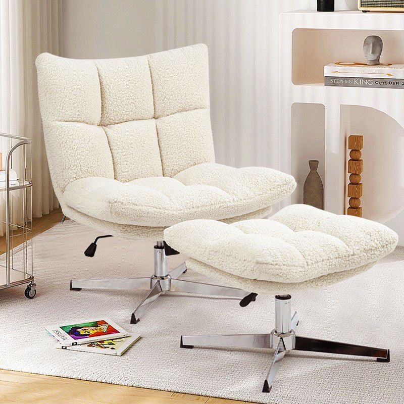 Luxurious Sherpa Fabric Lounge Chair with Ottoman
