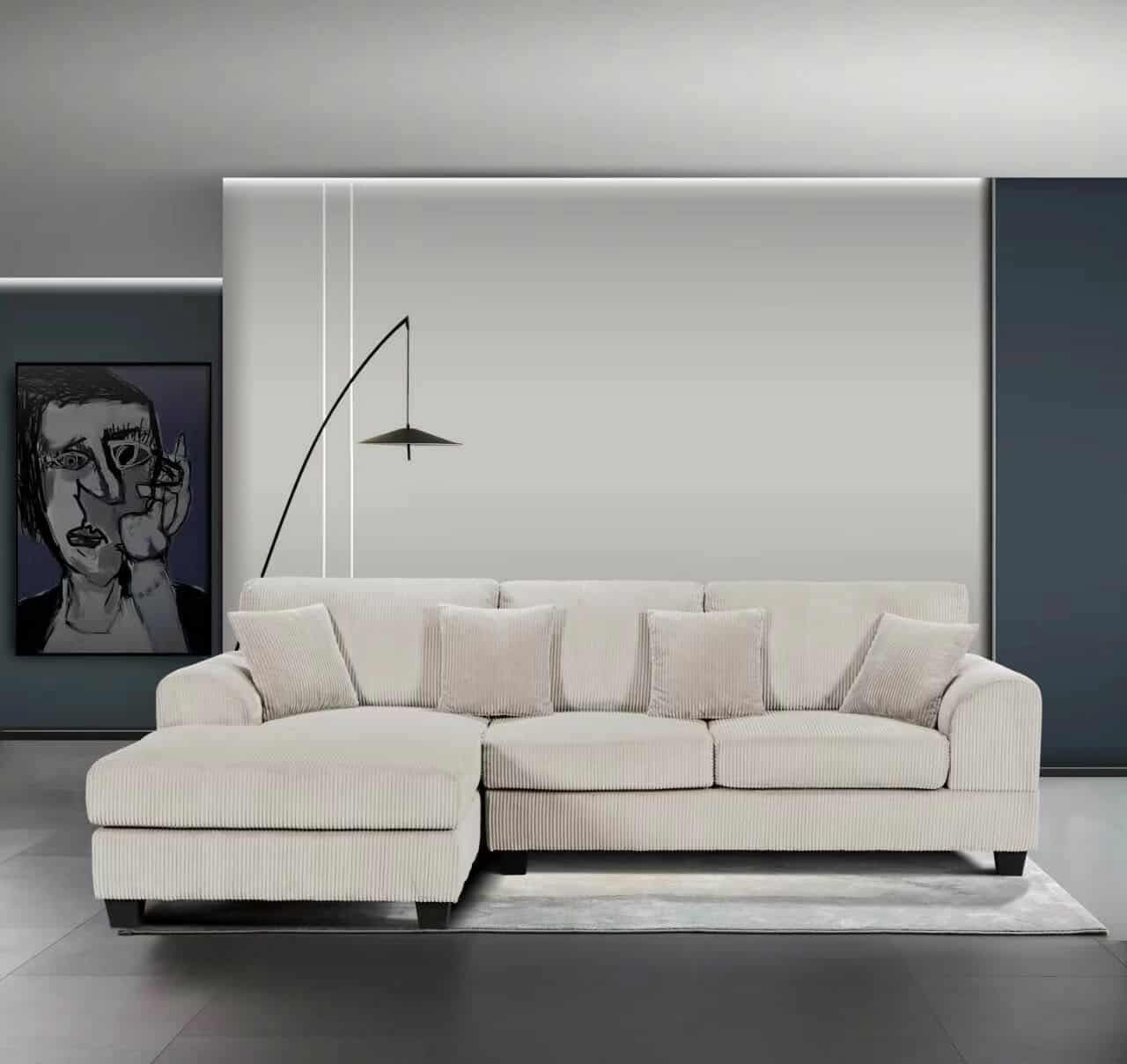 Corduroy Fabric Sectional Sofa – Extra Large 285cm