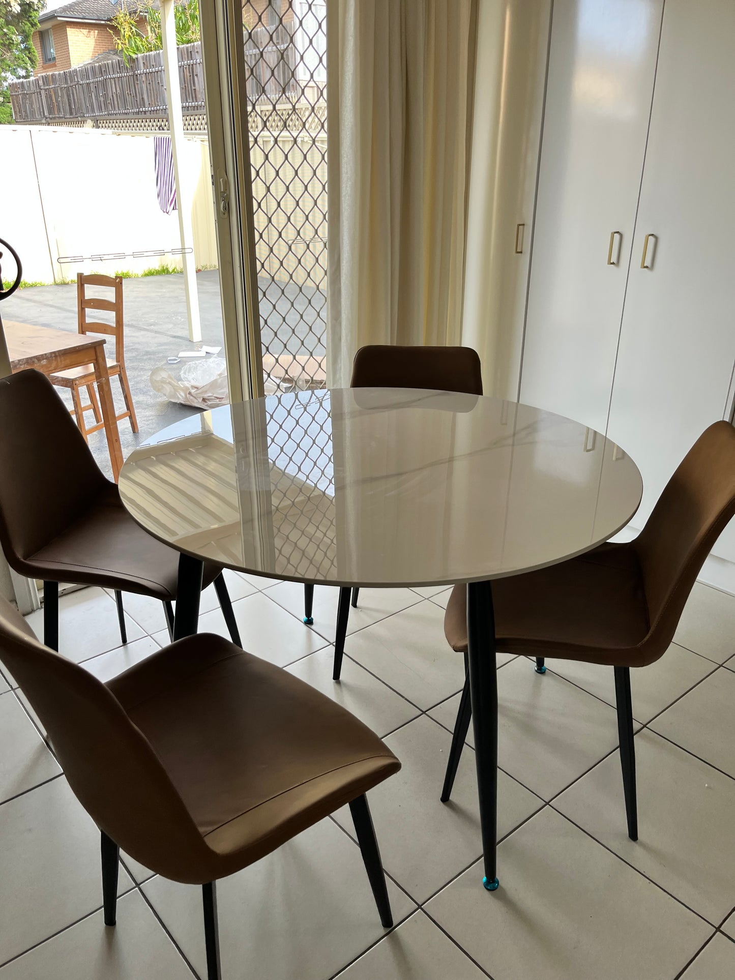 Sintered Stone Dining Table Set (110cm) with 4 Chairs