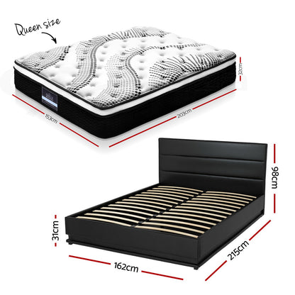 RGB LED Queen Bed Frame with 32cm Mattress Set