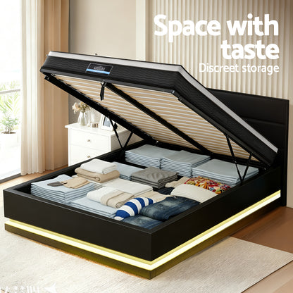 RGB LED Queen Bed Frame with 32cm Mattress Set