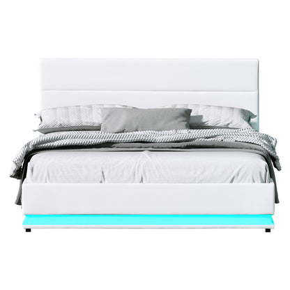 Bed Frame Queen Size LED Gas Lift LUMI