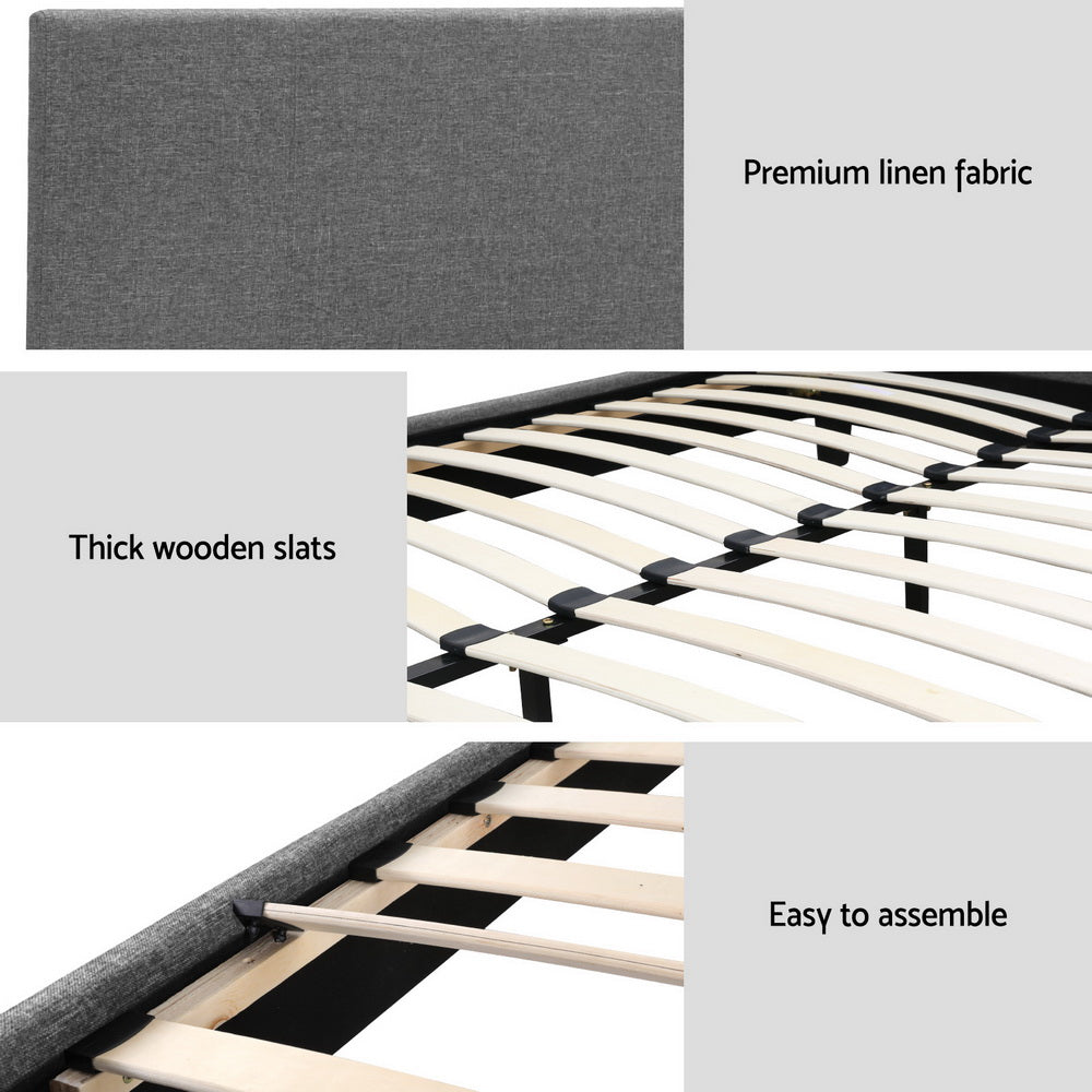 Bed Frame Double Size Grey NEO And 16cm Mattress