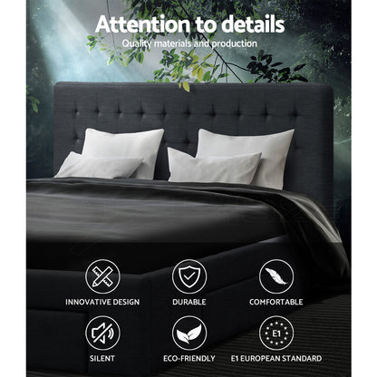 Bed Frame Queen Size with 4 Drawers Charcoal AVIO