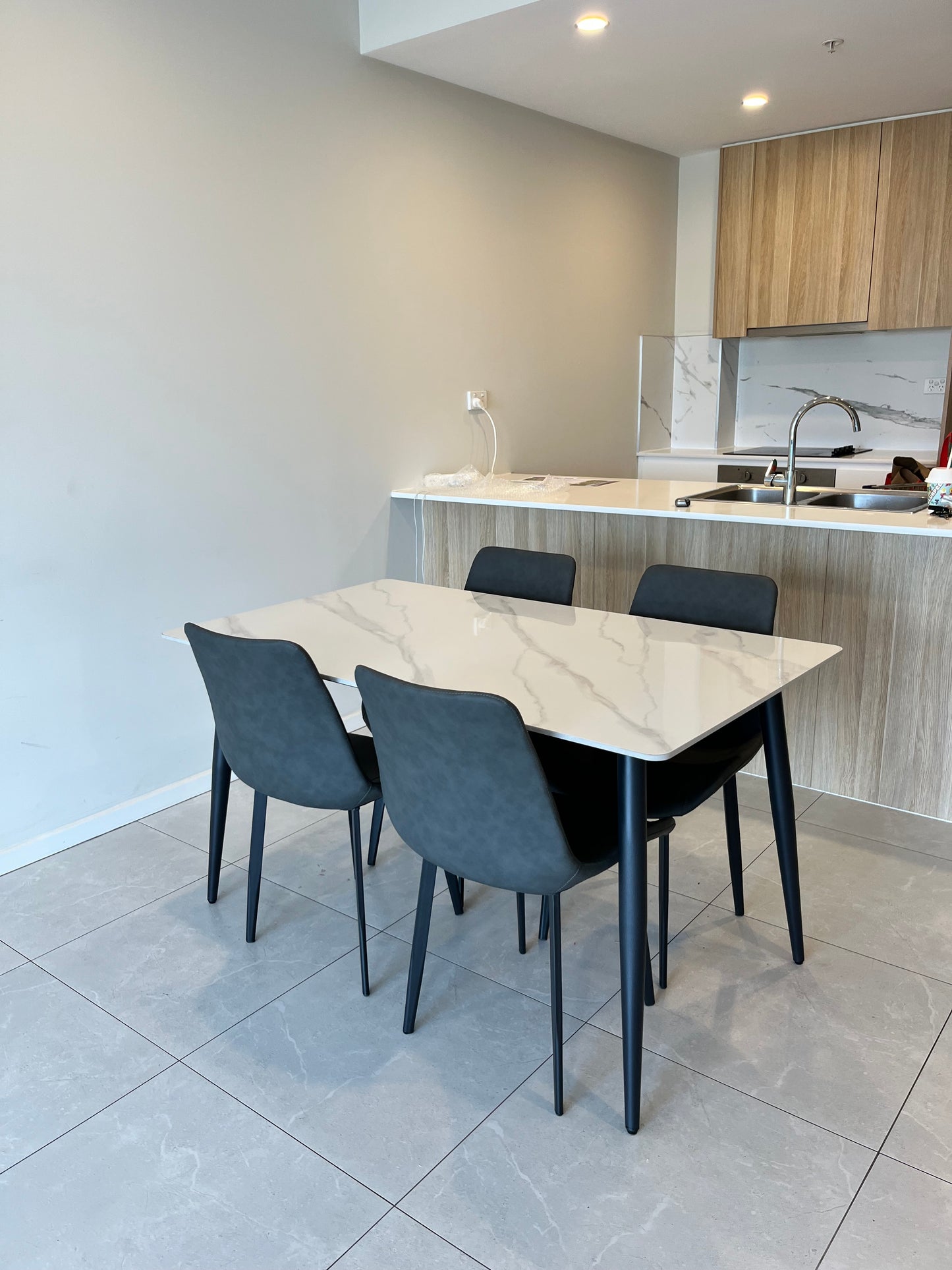 140cm Sintered Stone Dining Table Set – Includes 1 Table + 4 Chairs
