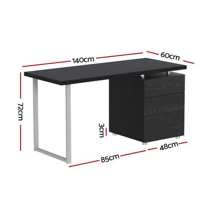 Computer Desk Drawer Black 140CM