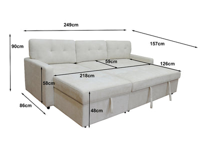 Large 4 Seater L-Shape Sofa Bed with Storage – Pull-Out Bed