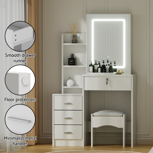 Dressing Table Vanity Desk Set Stool Led