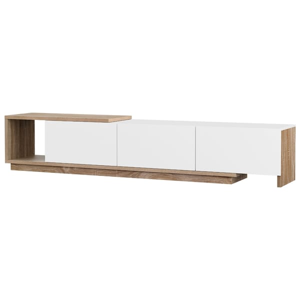 TV Cabinet Entertainment Unit Stand Extendable White Oak 190cm-260cm
