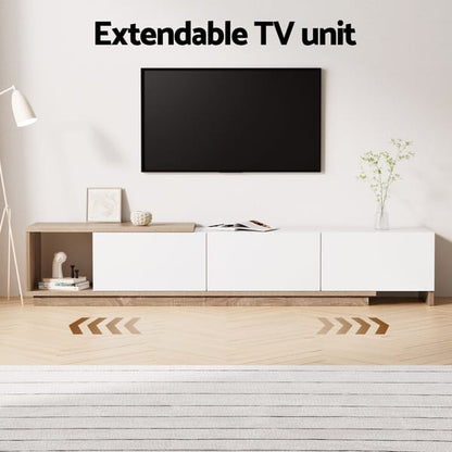 TV Cabinet Entertainment Unit Stand Extendable White Oak 190cm-260cm