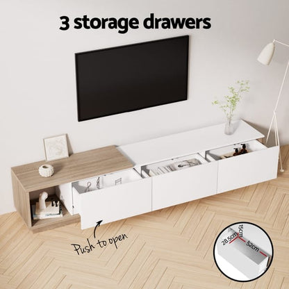 TV Cabinet Entertainment Unit Stand Extendable White Oak 190cm-260cm
