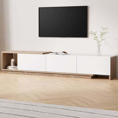 TV Cabinet Entertainment Unit Stand Extendable White Oak 190cm-260cm