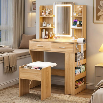 Dressing Table LED Vanity Desk Set Stool