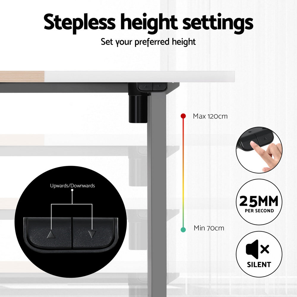 Electric Standing Desk with Storage Shelf Drawer Office Table 120CM