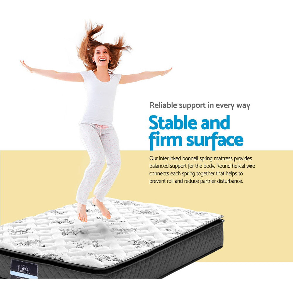 Bed Frame Double Size White And 24cm  Pillow Top Mattress
