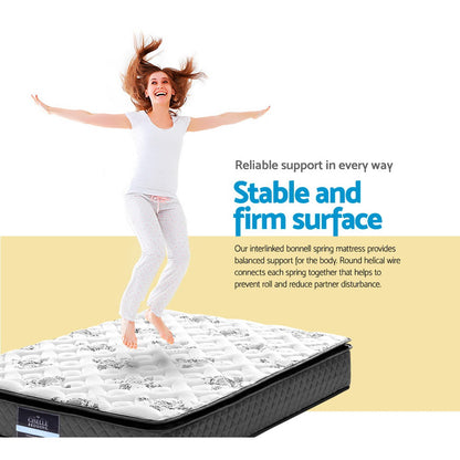 Bed Frame Double Size White And 24cm  Pillow Top Mattress