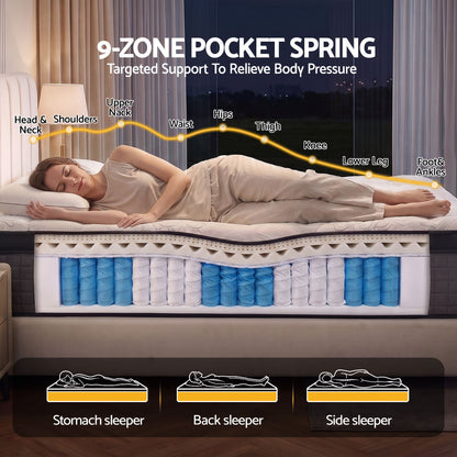 34cm Mattress 9 Zone Latex Foam King Single