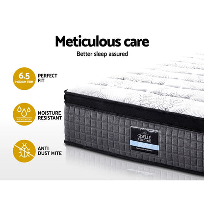 Kmna Velvet Bed Frame Gas-Lift Storage and 34cm Latex Zone Mattress