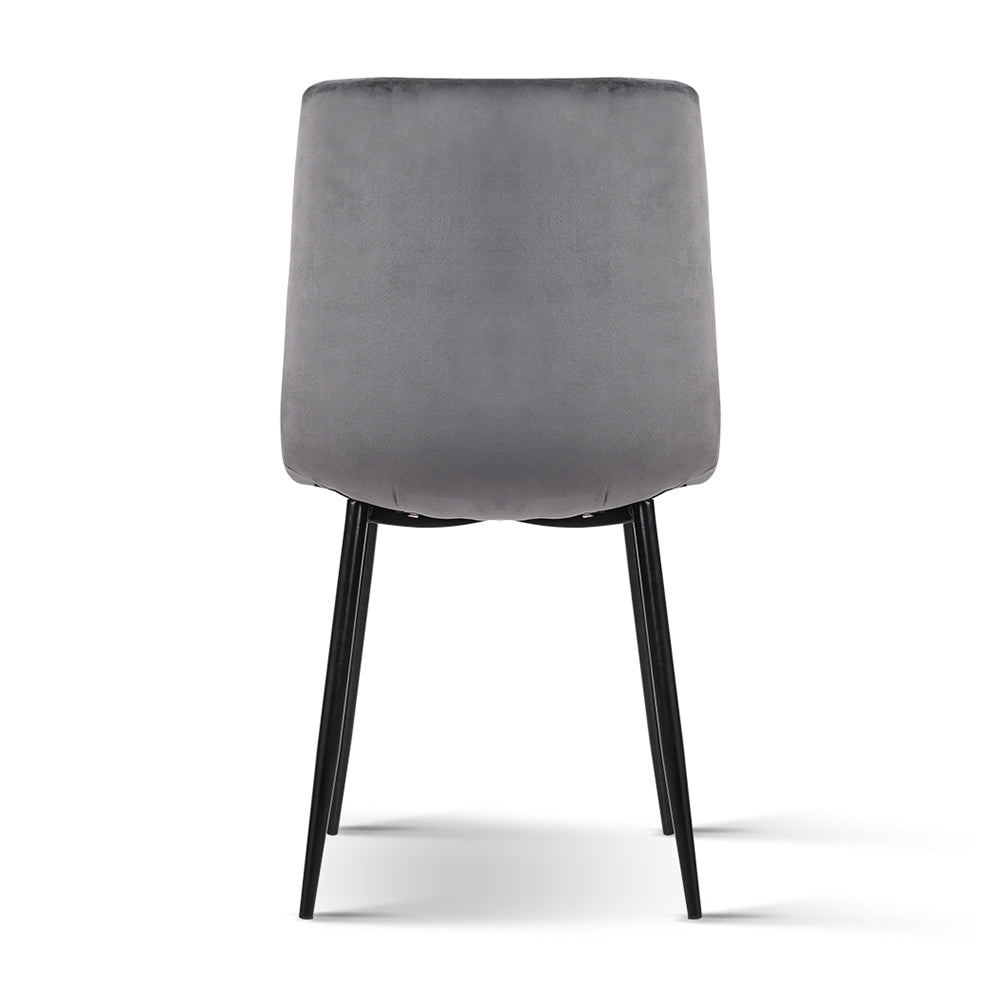Dining Chairs Set of 4 Velvet Horizontal Slope Grey