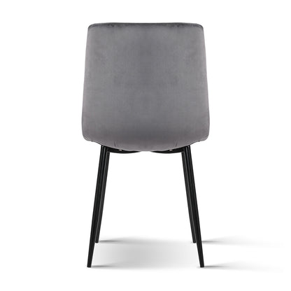 Dining Chairs Set of 4 Velvet Horizontal Slope Grey