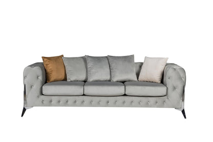 Matrix 3+2 Seater Luxury Velvet Sofa Set –  Grey